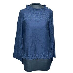 J.Crew Navy Blue Embroidered Womens Top Size 2